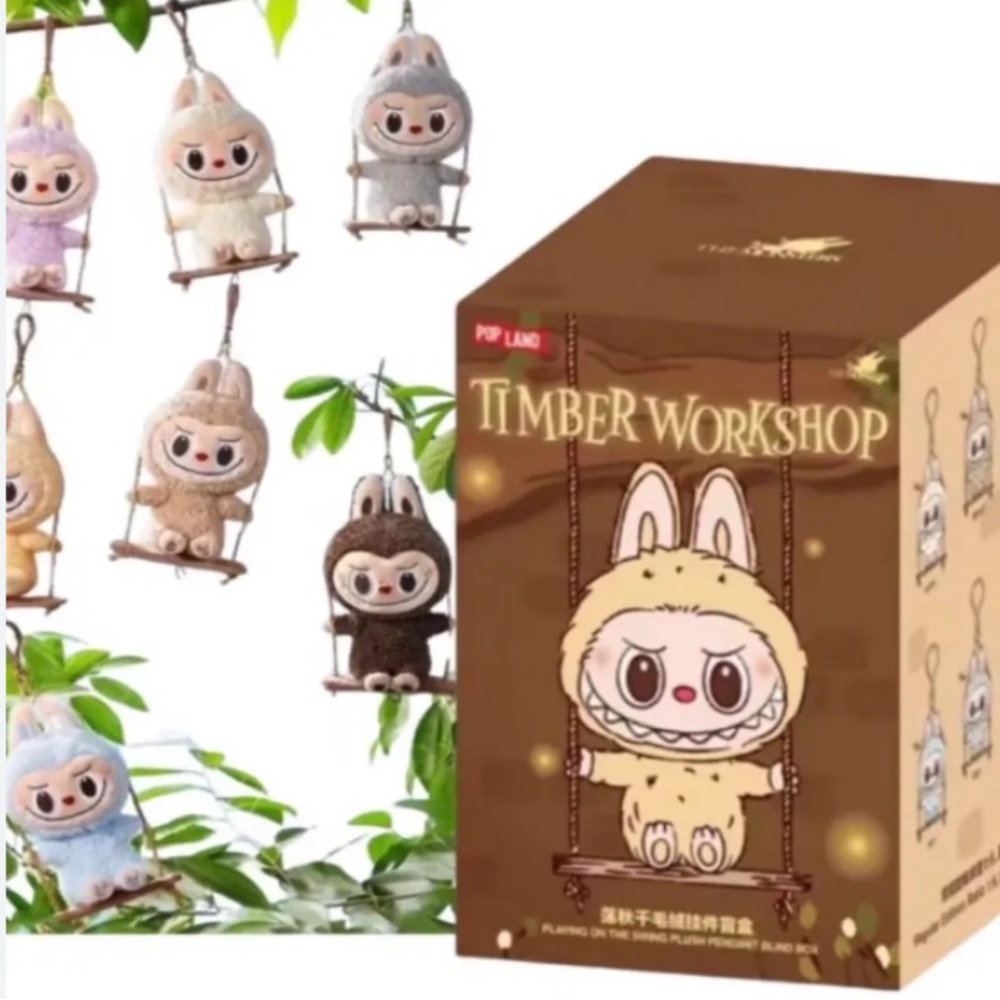 WHITE Pop Mart Pop Land Exclusive Timber Workshop Labubu Plush on Swing - Picture 9 of 16
